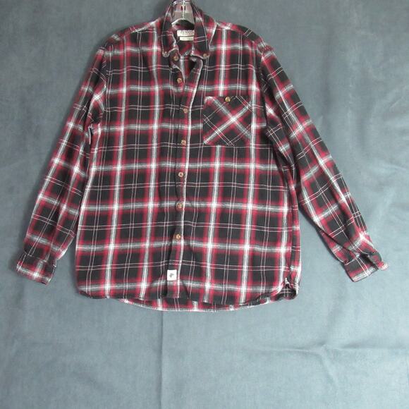 Boston Traders Shirt Mens Large Red Black Flannel Plaid Button 90s Y2K Cabincore - Picture 1 of 8